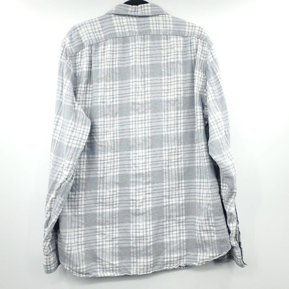 J Crew 100% Cotton Flannel Plaid Gray Button Down Shirt Large - Picture 2 of 12